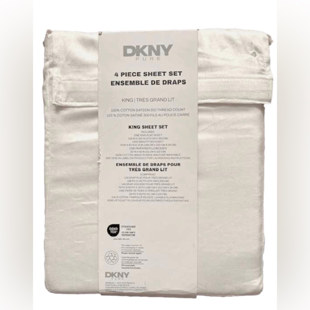 DKNY 4 Pc Cooling Sheet Set- Grand Lit color Moon Beam - Picture 5 of 9